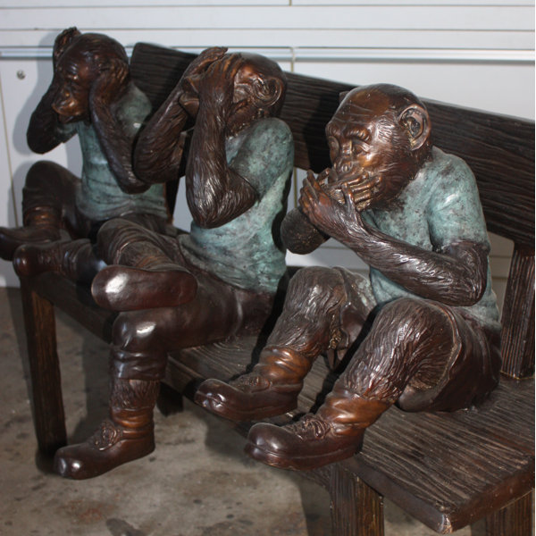 3 wise monkey garden statues large
